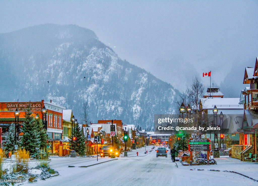 Banff Avenue during winter