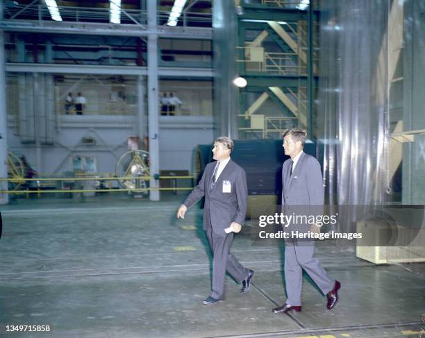 President Kennedy Tours Marshall with von Braun, September 11, 1962. President John F. Kennedy at Marshall Space Flight Center, Alabama, USA. Here...