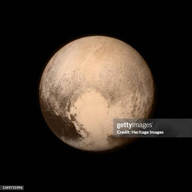 Pluto as seen from New Horizons spacecraft, 2015. Pluto nearly fills the frame in this image from the Long Range Reconnaissance Imager , taken on...