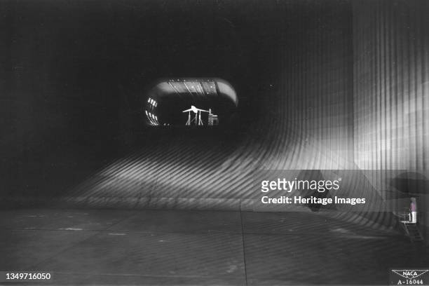 The world's largest wind tunnel, Ames Aeronautical Laboratory, Moffett Field, California, USA, 1947. 40 x 80 foot wind tunnel which, when built, was...