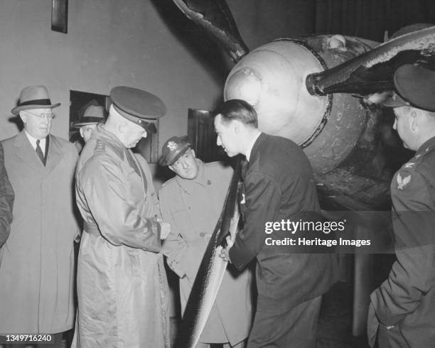 General Hap Arnold visits AERL, Cleveland, Ohio, November 9, 1944. Visit by General H. H. Arnold to the Aircraft Engine Research Laboratory, National...