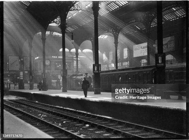 Liverpool Street Station, Liverpool Street, City of London, Greater London Authority, c1932. A view across the train shed at Liverpool Street...