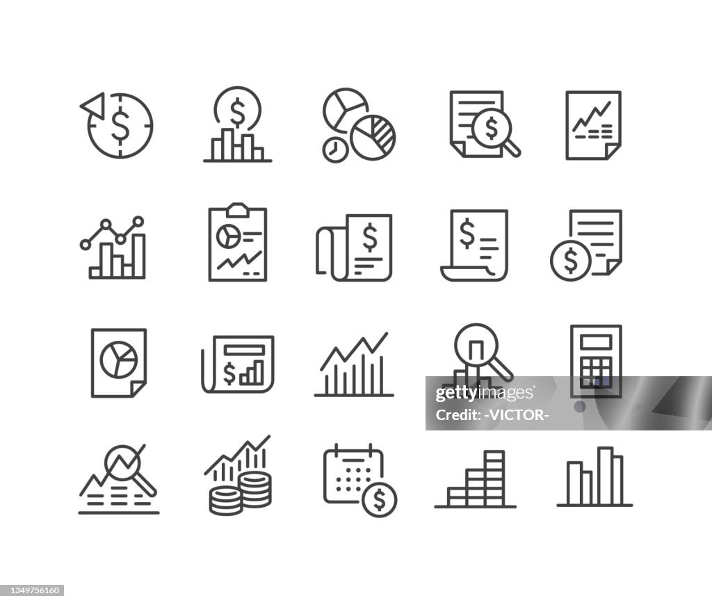 Icons für das Geschäftsjahr - Classic Line Series
