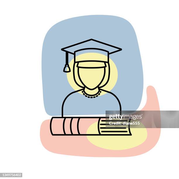 thin line education and book icon - elementary school library stock illustrations