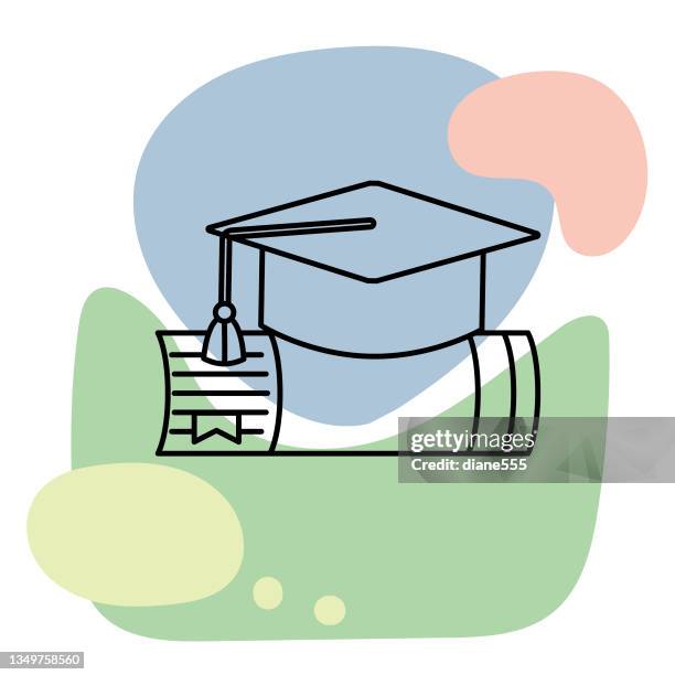 thin line education and book icon - elementary school library stock illustrations