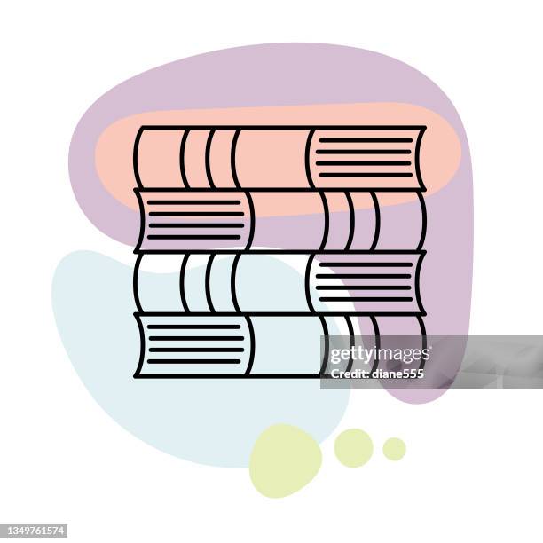 thin line education and book icon - elementary school library stock illustrations