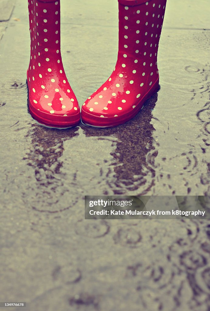 Rainy day red gumboots