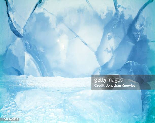 close up of ice textures - acqua ghiacciata foto e immagini stock