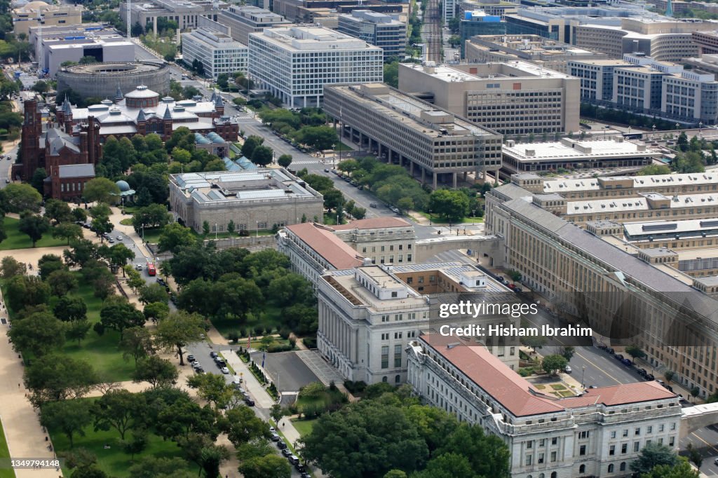 Aerial view of independence Avenue and surrounding area - Washington DC, USA.