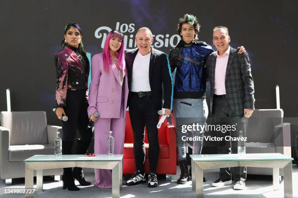 Karen Polinesia, Lesslie Polinesia, producer Alejandro Gou Boy, Rafa Polinesio and Hugo Pacheco attend a press conference to announce the world tour...