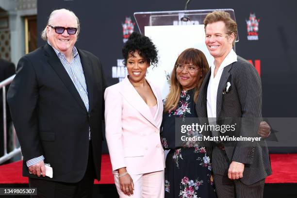 John Carrabino, Regina King, Lorrie Bartlett, and Chuck James attend the Hand and Footprint Ceremony for Oscar winner Regina King at TCL Chinese...