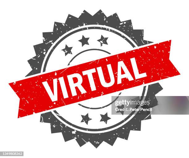virtual - stamp, imprint, seal template. grunge effect. vector stock illustration - virtual awards stock illustrations