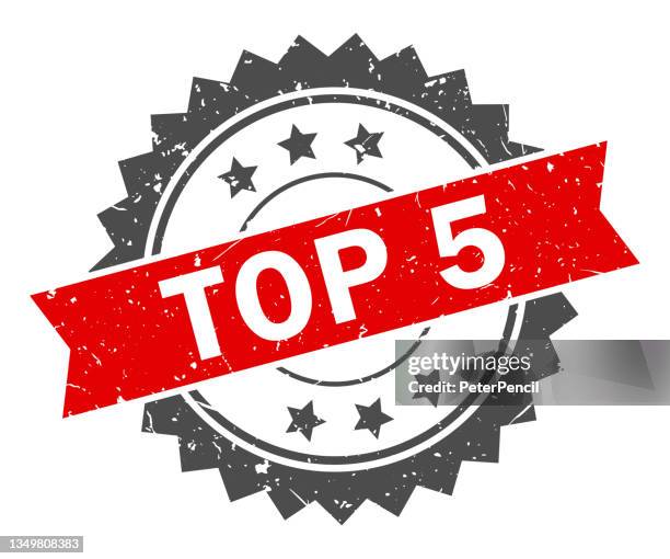 top 5 - stamp, imprint, seal template. grunge effect. vector stock illustration - high section stock illustrations