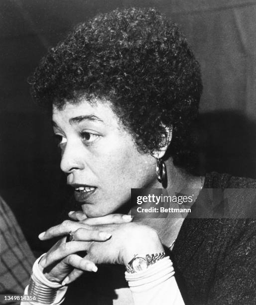 Communist Party vice presidential candidate Angela Davis announces that she is launching a drive for 102,000 signatures to get her party on the...