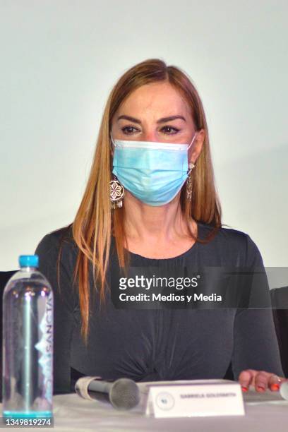 Gabriela Goldsmith attends a press conference at Casa del Actor on October 28, 2021 in Mexico City, Mexico.