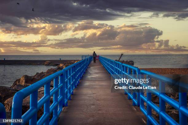 blue railings - holland michigan stock pictures, royalty-free photos & images