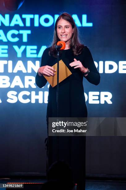 Johanna Konta presents the 'International Jazz Act of the Year Award' during the Jazz FM Awards at Under The Bridge on October 28, 2021 in London,...