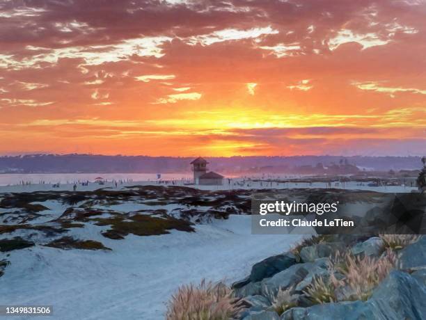 coronado beach sunset 2 - san diego pacific beach stock pictures, royalty-free photos & images