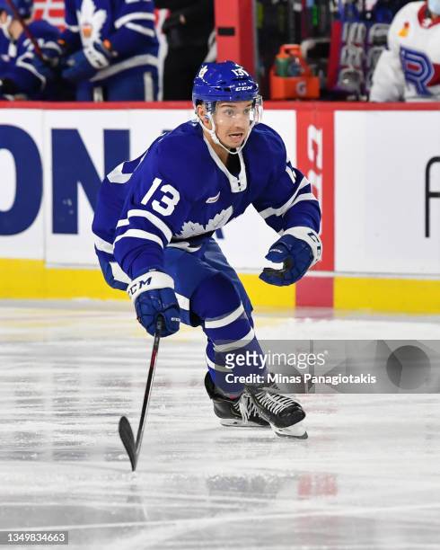 Brett Seney of the Toronto Marlies skates against the Laval Rocket during the first period at Place Bell on October 27, 2021 in Montreal, Canada. The...