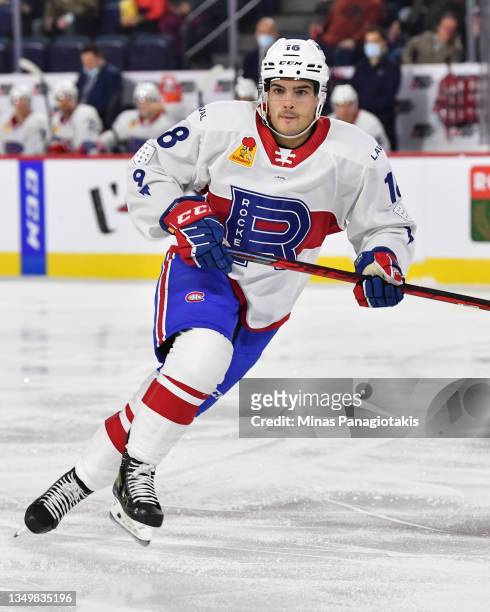 Danick Martel of the Laval Rocket skates against the Toronto Marlies during the first period at Place Bell on October 27, 2021 in Montreal, Canada....