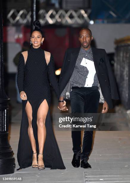 Alesha Dixon and Azuka Ononye attend the British Vogue and Self Portrait event at The MAINE on October 28, 2021 in London, England.