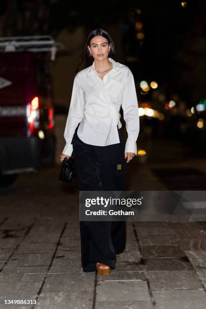 Amelia Hamlin is seen attending Marc Jacobs X Bergdorf Goodman in Midtown on October 28, 2021 in New York City.