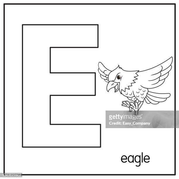 vector illustration of eagle with alphabet letter d upper case or capital letter for children learning practice abc - word of mouth stock illustrations