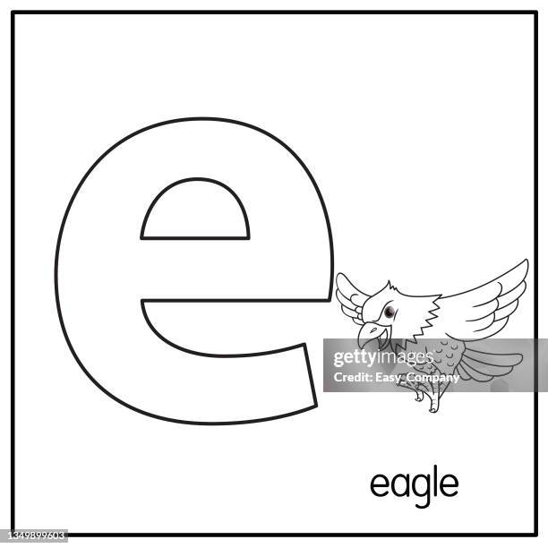 vector illustration of eagle with alphabet letter d lower case for children learning practice abc - bald eagle white background stock illustrations