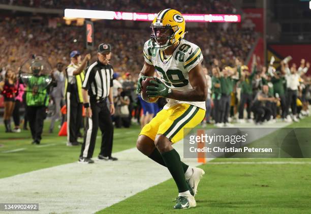 Cornerback Rasul Douglas of the Green Bay Packers reacts after an interception during the final moments of the NFL game against the Arizona Cardinals...
