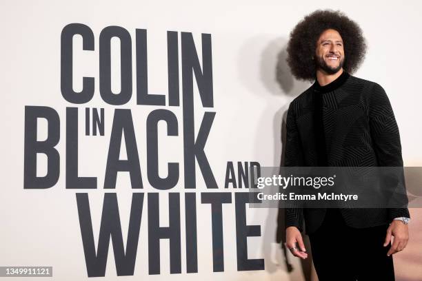 Colin Kaepernick attends the Los Angeles Premiere of Netflix's "Colin in Black and White" on October 28, 2021 in Los Angeles, California.