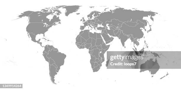 politische weltkarte - jedes land auf einer separaten ebene - around the world stock-grafiken, -clipart, -cartoons und -symbole