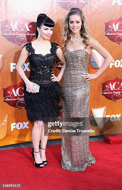 Recording artists Susie Brown and Danelle Leverett of The JaneDear Girls arrives at 2011 American Country Awards at MGM Grand Garden Arena on...