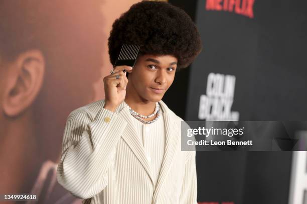 Jaden Michael attends the Netflix Limited Series "Colin in Black and White" Premiere at Los Angeles County Museum of Art on October 28, 2021 in Los...