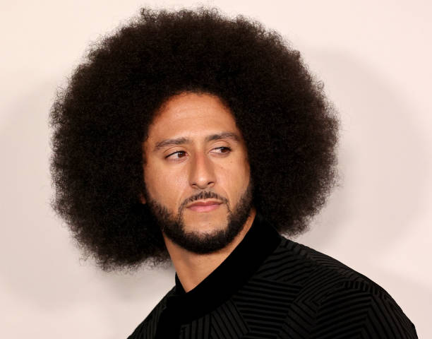 Colin Kaepernick arrives at the Los Angeles premiere of Netflix's "Colin In Black And White" at Academy Museum of Motion Pictures on October 28, 2021...