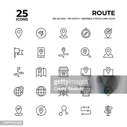 Route Line Icon Set Route Line Icon Set