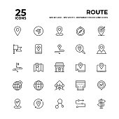 Route Line Icon Set