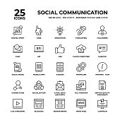 Social Communication Line Icon Set