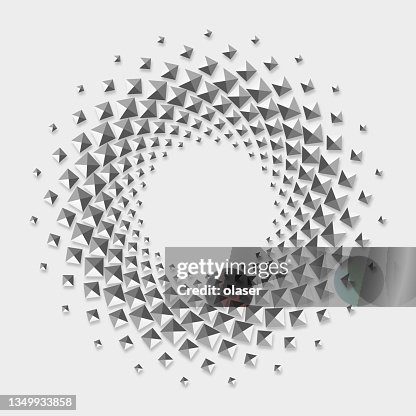 Top View Of 3d Swirl Pattern Of Pyramids On Gray High-Res Vector ...