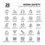Work Safety Line Icon Set