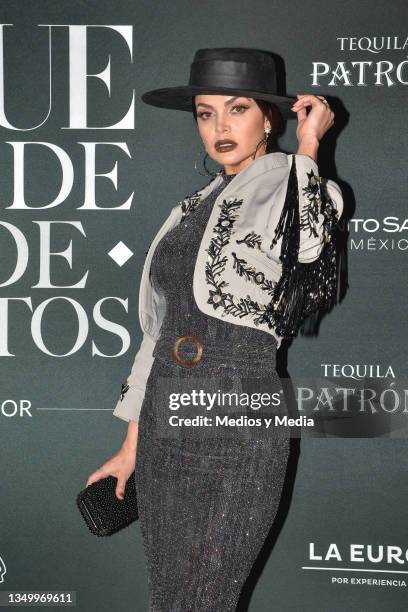 Marisol González poses for photo during a Black Carpet as part of 'Dia de Muertos' Gala hosted by Vogue Magazine at Polanco on October 28, 2021 in...