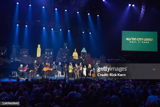 Inductees and presenters perform in concert during the finale of the 2021 Austin City Limits Hall of Fame Induction Ceremony and Celebration at ACL...