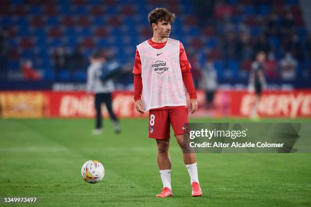 Antoine Griezmann of Club Atletico de Madrid in action during the warm up session prior the LaLiga Santander match between Levante UD and Club...