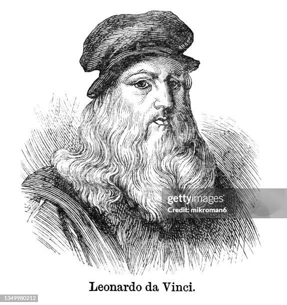 portrait of leonardo da vinci, italian artist and polymath, 1452 - 1519 - leonardo da vinci foto e immagini stock