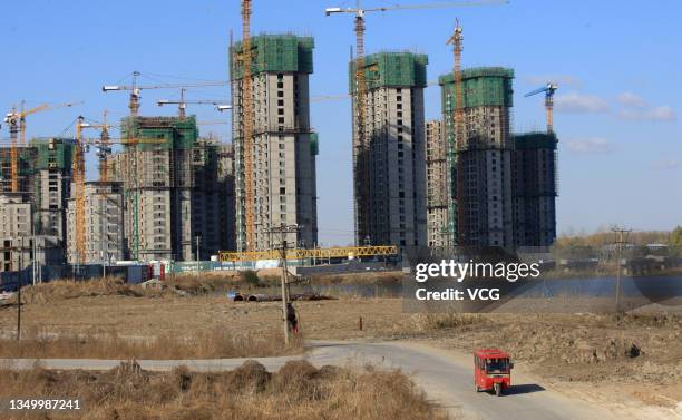 Construction site of Evergrande cultural tourism city project is pictured on October 18, 2021 in Suihua, Heilongjiang Province of China.