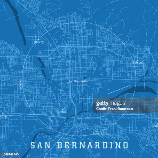 ilustraciones, imágenes clip art, dibujos animados e iconos de stock de san bernardino ca city vector road map texto azul - san bernardino california