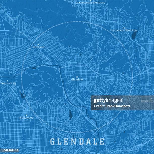 glendale ca city vector straßenkarte blauer text - glendale california stock-grafiken, -clipart, -cartoons und -symbole