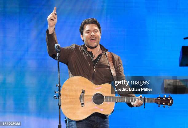 Singer Chris Young performs onstage at the American Country Awards 2011 at the MGM Grand Garden Arena on December 5, 2011 in Las Vegas, Nevada.