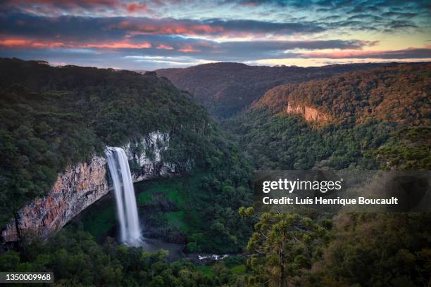 caracol falls & sunset - rio grande do sul stock-fotos und bilder