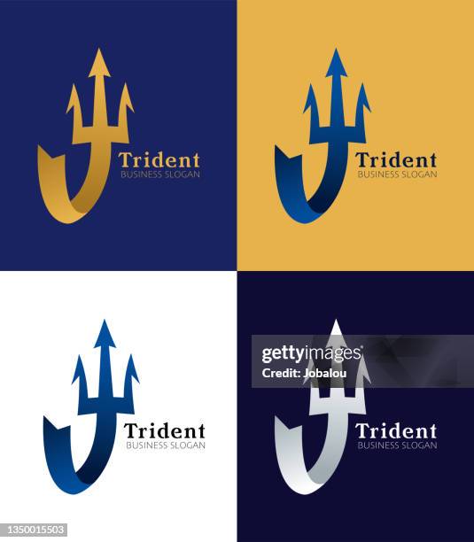 trident icon for a corporate company - neptune deity stock illustrations