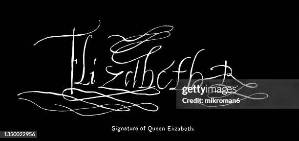 signature of elizabeth i (1533 – 1603), queen of england and ireland - elizabeth i of england ストックフォトと画像